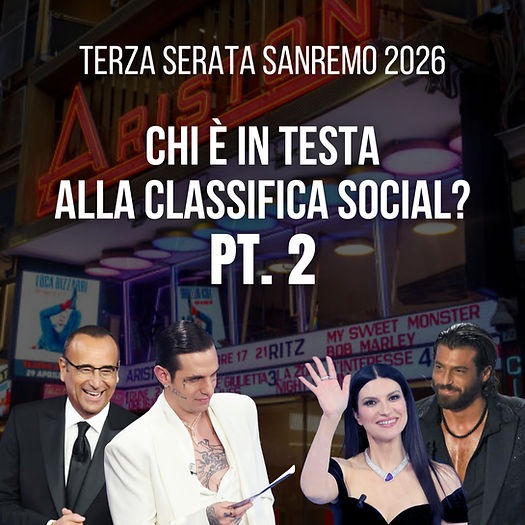 Terza serata Sanremo 2026: chi è in testa alla classifica social (PT. 2)